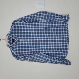 Untuckit blue white plaid long sleeve button up shirt size Medium